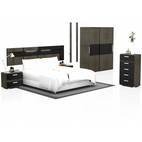 Dormitorio Ataneq Dark 5C Plus Ceniza - Negro (ancho) x (alto) - Ceniza - Negro