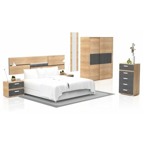 Dormitorio Ataneq Pure 5C Plus Cambria - Grafito (ancho) x (alto) - Cambria - Grafito