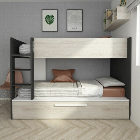 Cama nido juvenil con estante Wic Azul - Blanco Alpes 200 x 66 x