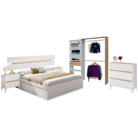 Dormitorio Ezra 3C Max V2 Blanco Artik (Blanco Mate) - Roble Nodi (ancho) x 37cm (alto)