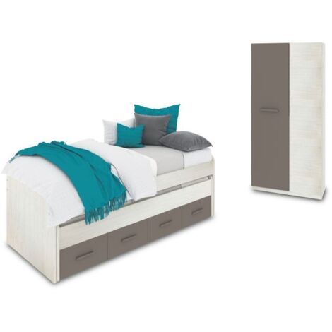 Dormitorio juvenil Axim Plus Blanco Alpes - Basalto (ancho) x 69cm (alto)