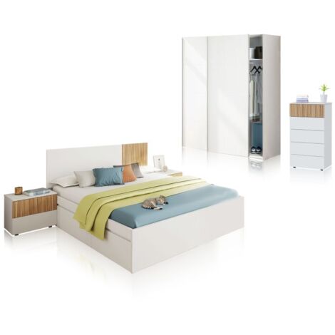 Dormitorio Nitza 5C Max V1 Blanco Artik (Blanco Mate) - Natur 156cm (ancho) x 37cm (alto)