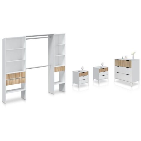 Dormitorio Nitza On Plus Blanco Artik (Blanco Mate) - Natur (ancho) x 187cm (alto)