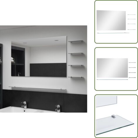 Dormitorio - vidaXL Espejo de pared con 5 estantes plateado 100x60 cm - Sala de estar