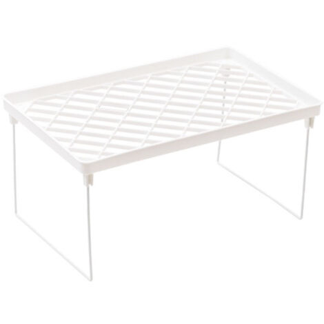 Dormitory Storage Shelf Strong PP Metal Foldable Design Simple Style Desktop Display Shelf for Home Dormitory Office White L