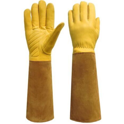 Dornenschutzhandschuhe, lange Gartenhandschuhe, dornenabweisend und schnittfest, Größe 11,5 cm - Braun