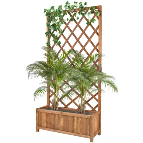 FRANKYSTAR Dorothy - Fioriera in legno di cedro impregnato con spalliera H180 cm - ebony