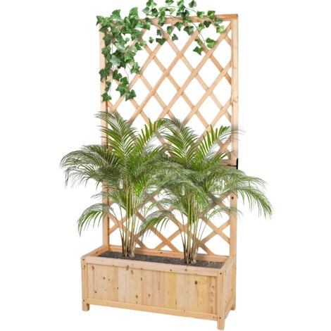 FRANKYSTAR Dorothy - Fioriera in legno di cedro impregnato con spalliera H180 cm - natural oak