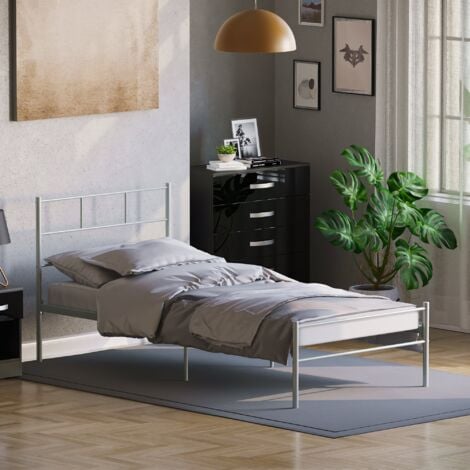 Dorset 3ft Single Metal Bed Frame, 190 x 90 cm, Silver
