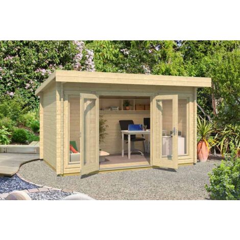 Dorset-Log Cabin, Wooden Garden Room, Timber Summerhouse, Home Office - L430 x W320 x H233.7 cm