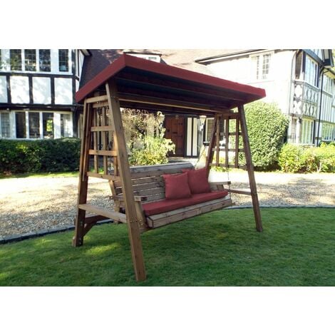 Dorset Three Seat Swing - W225 x D124 x H196 - Fully Assembled - Burgundy