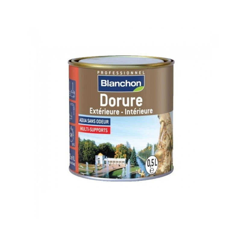 Peinture métallisée Blanchon Dorure Extérieure-Intérieure or riche 0,5l pour multi-supports