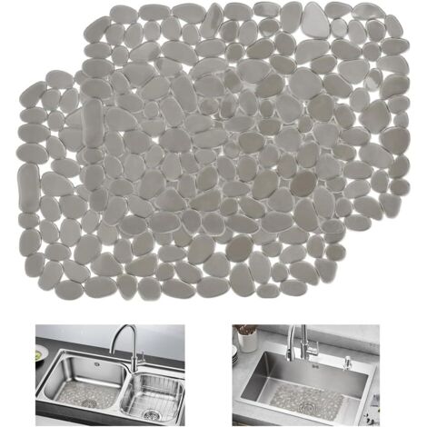Dos alfombrillas de plástico para fregadero, dimensiones 4030cm, protector de fregadero de cocina, alfombrilla de drenaje para fregadero de cocina, alfombrilla de drenaje para fregadero de cocina gris