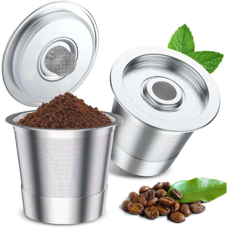 Dos cápsulas de café reutilizables para cafeteras Keurig cápsulas de café recargables de acero inoxidable cápsulas de café metálicas para cafeteras Keurig 1.0 filtro incluido respetuosas con el medio 
