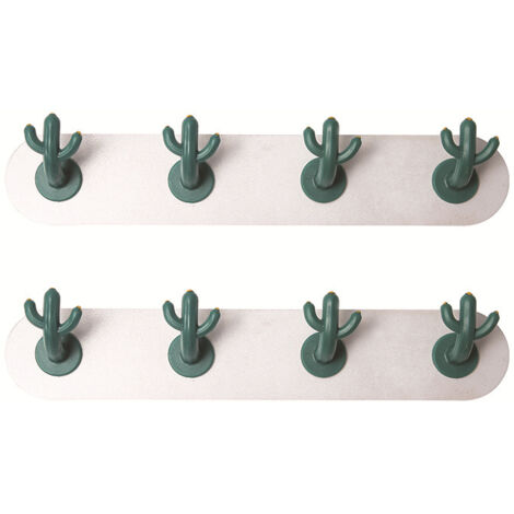 Dos ganchos adhesivos de cuatro paneles con forma de cactus, ganchos de pared creativos, resistentes y bonitos para colgar ropa.