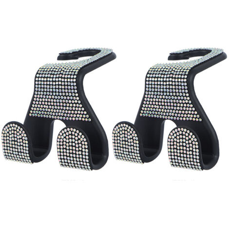 Dos ganchos para reposacabezas de asiento de coche, organizador de perchero para el asiento trasero, ganchos para coche, accesorios universales para coche para mujeres, aptos para SUV, camiones, etc. 