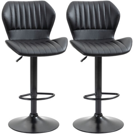 Dos juegos de taburetes de bar de altura ajustable, silla giratoria con rotación de 360° y respaldo, ideal para cocina, salón, bar y sala de entretenimiento (48,5 x 55,5 x 90-110 cm).