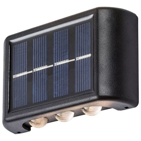 Dos lámparas solares de 1,2 W, 3000 K, negras, luz blanca cálida.