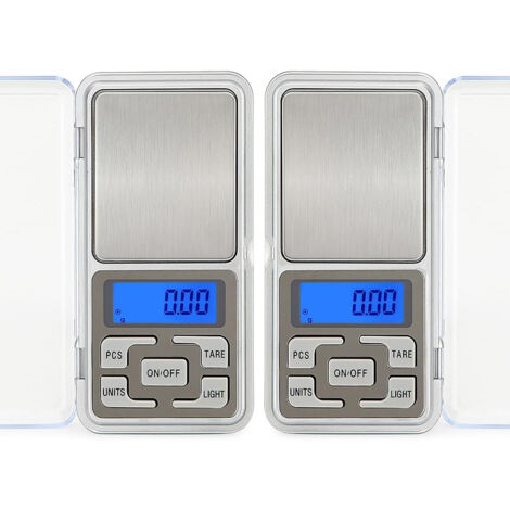 Dos minibásculas electrónicas, capacidad de 500 g, báscula de alta precisión de 0,01 g, báscula para alimentos, báscula para joyas, báscula de cocina