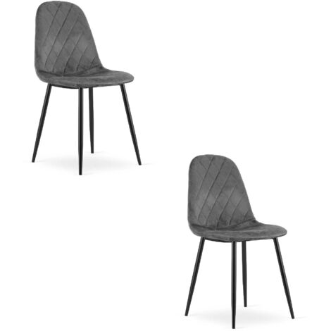 Dos sillas Valora DAPI de terciopelo gris oscuro, diseño moderno