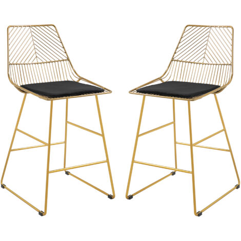 Dos taburetes de bar dorados, taburetes de bistro con reposapiés, soportan hasta 120 kg, ideales para salón y comedor.