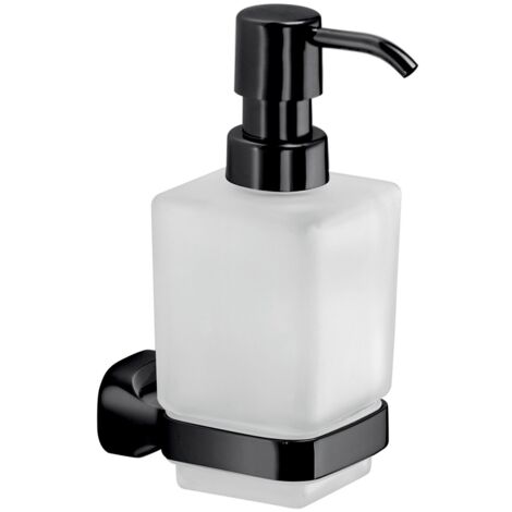 Dosasapone con erogatore in plastica da muro in acciaio inox e Cromall ST80 Gedy serie STELVIO Nero Opaco
