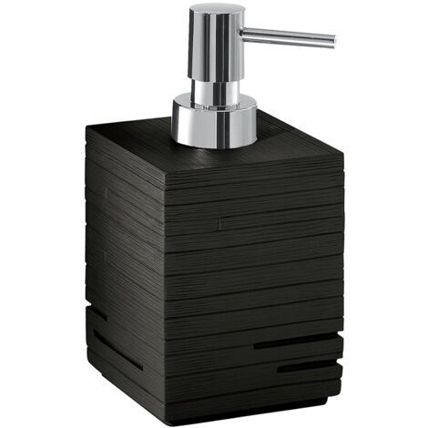 Dosasapone con erogatore in plastica d'appoggio in resina QU81 Gedy serie QUADROTTO Nero