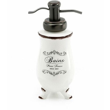 Dispenser sapone liquido in porcellana bianca decorata Le Bain Paris  L17xPR9xH16 cm