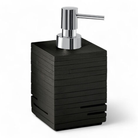 Dosatore per sapone liquido nero in resina 8x8 cm arredo bagno moderno Linea Dark