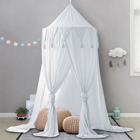Benradise Dosel de noche de gasa altura de 240 cm bebé y niña con mosquitera para la lectura/juego ideal para la cama o la princesa para la habitación color gris 