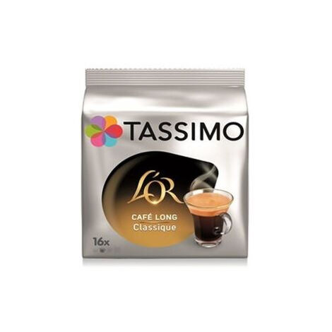 Dosette café L'OR long classique – 16 dosettes – Pour cafetière à dosettes – Expérience café riche et savoureuse – Tassimo