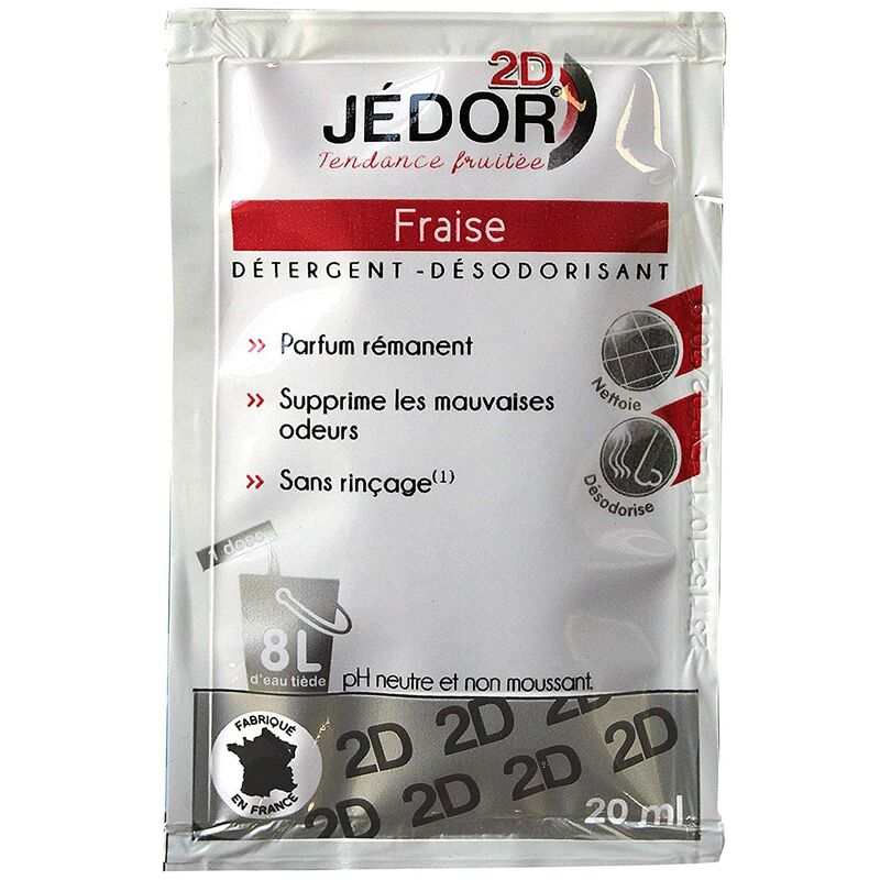 Dosettes 2D détergent nettoyant désodorisant - Jédor - Parfum Fraise (100 dosettes)