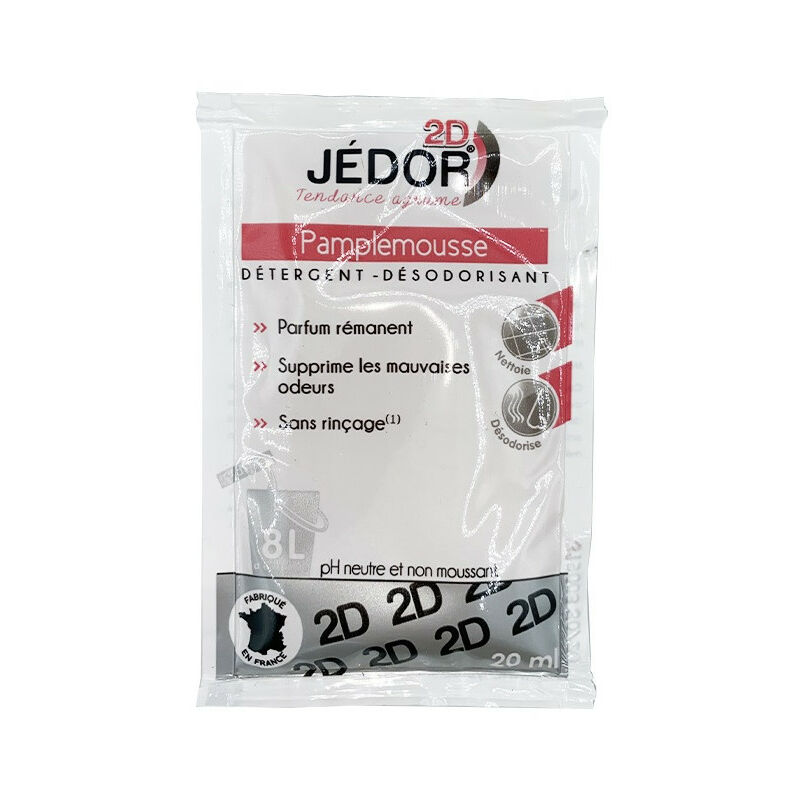 Dosettes 2D détergent nettoyant désodorisant - Jédor - Parfum Pamplemousse (100 dosettes)
