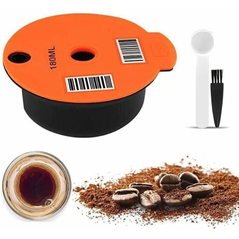 Fitags - Dosettes De Cafe, Filtre a Cafe Reutilisable, Capsule De Cafe En Plastique Rechargeable Avec Cuillere Pour Machine a Cafe Bosch Tassimo, 180