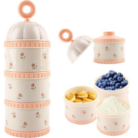 Doseur Lait en Poudre Bebe, Boite Doseuse de Lait Empilable, Boîte à Lait en Poudre Bébé, Compartiment Lait en Poudre, Baby Milk Powder Dispenser, Boîte de Stockage Préparation Bébé