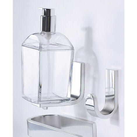 Doseur polycarbonate MATERIA en aluminium brillant éloxé chromé - 10 x 8 x h18 cm - avec adhésif 3M