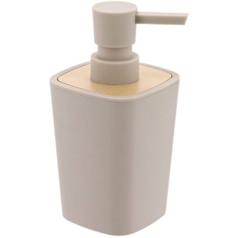 Dosificador de jabón de caucho + abs y bambú 380 ml - beige - Tendance