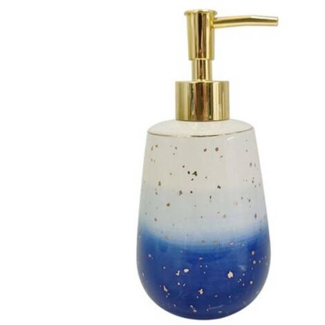 DOSIFICADOR JABON LIQUIDO BAÑO BLANCO AZUL CLARO CON EFECTO PIEDRA