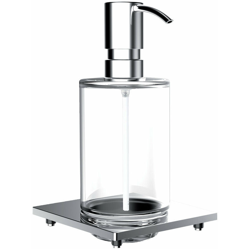 

Dosificador de jabón líquido de enlace Emco para barandilla, cristal transparente, bomba dosificadora de metal, aprox. 240 ml, cromado - 182100105