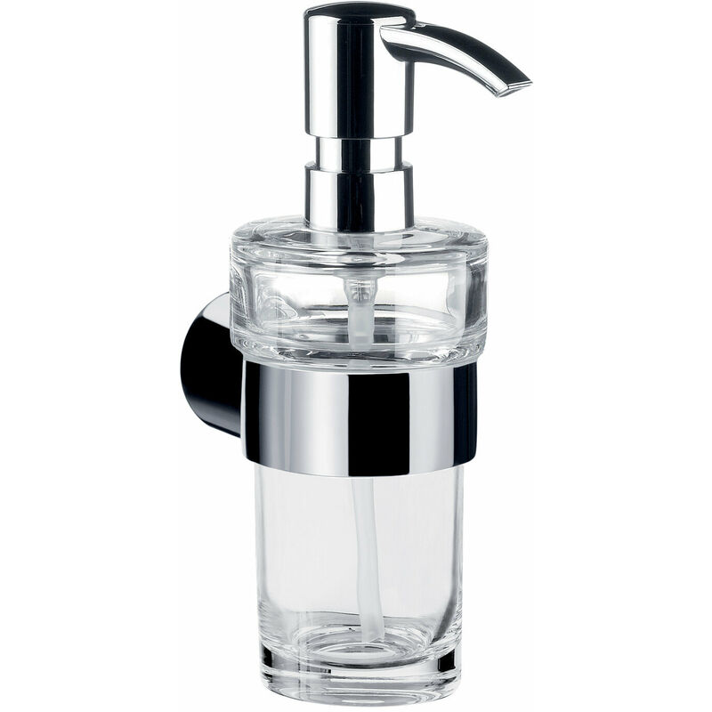 

Dosificador de jabón líquido Emco fino, cromado, cristal transparente, bomba dosificadora de plástico, aprox. 130 ml - 842100102