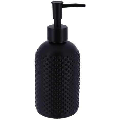 Dosificador de jabón redondo de cristal con diseño de puntos 410 ml - negro - Tendance