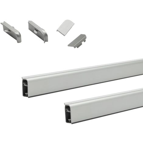Dosseret de Cuisine en Aluminium Couleur Aluminium L.2 Mètres + Accessoires (2 Bouchons de Finition + Angle Intérieur 90° + Angle Extérieur 90°)