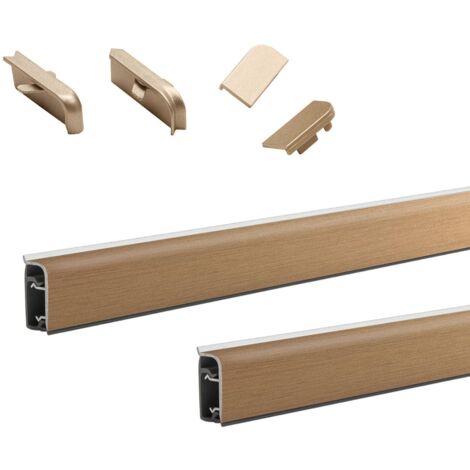 Dosseret de Cuisine en Aluminium Couleur Bronze Doré L.2 Mètres + Accessoires (2 Bouchons de Finition + Angle Intérieur 90° + Angle Extérieur 90°)