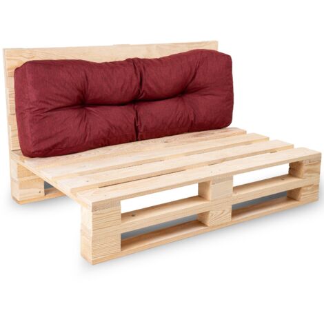 Dossier Seul Coussin Palette - 120x40x15 cm Rouge Bananair Fabriqué en France