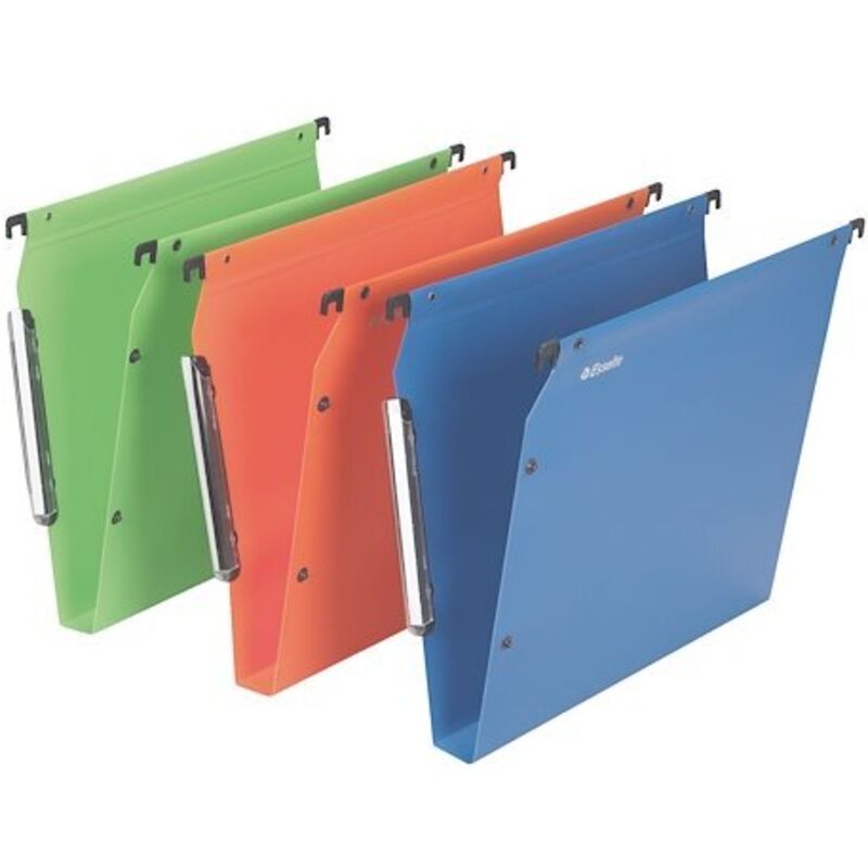 Esselte - Dossier suspendu plastique pour armoires fond 30 mm à bouton pression - couleurs assorties - Lot de 10