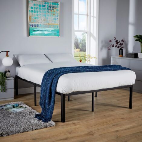 Double 4ft6 Black Metal Bed Frame Modern Design Home Living Bedroom Furniture