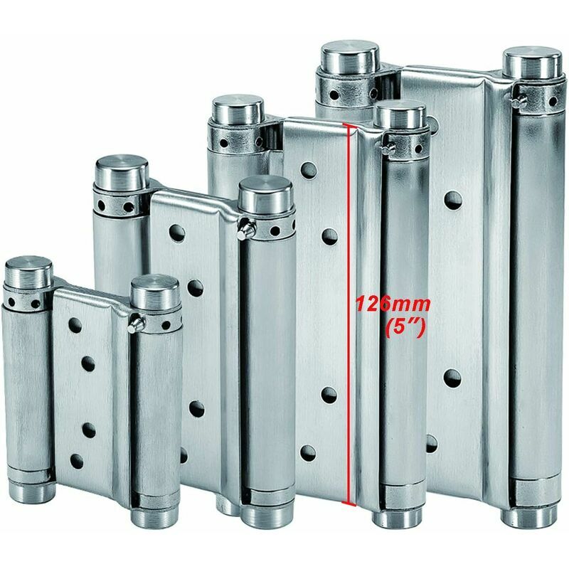 Hoopzi - Double Action Stainless Steel Spring Hinges (126mm) for Swing Doors Self-Closing Hinge for Saloon Cafe Bar Pub Counter Closet Door Up to
