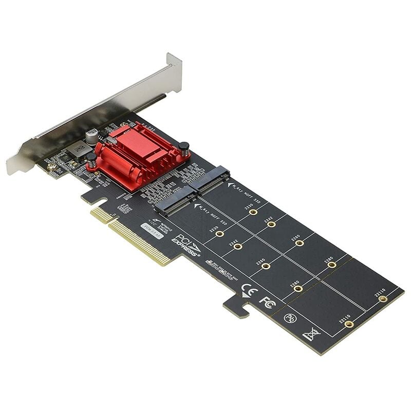 Double Adaptateur PCIe NVMe, Support de Carte M.2 NVMe SSD Vers PCI-E 3.1 X8/X16 M.2 (M Key) NVMe SSD 22110/2280/2260/2242