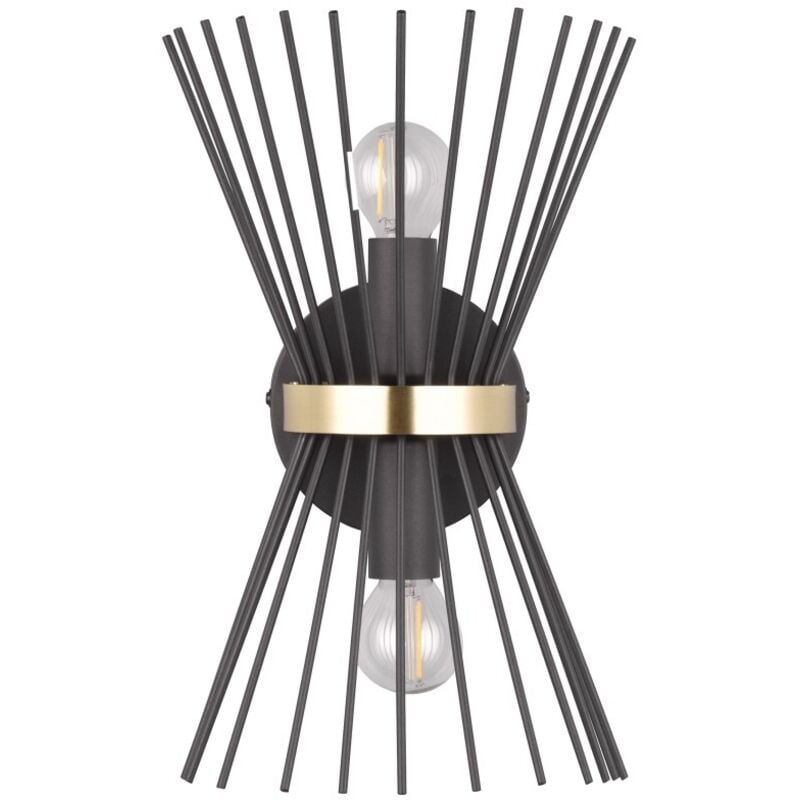 Applique, Double applique murale metal or et noir Rod Noir en Metal Trio