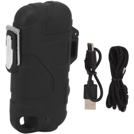 Double Arc Plasma Lighter Windproof Waterproof Flameless USB Electric Lighter with 3 Gear Adjustable Flashlight Black